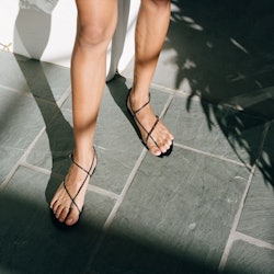 Minimalist black sandals from an LA-based shoe brand Emme Parsons.