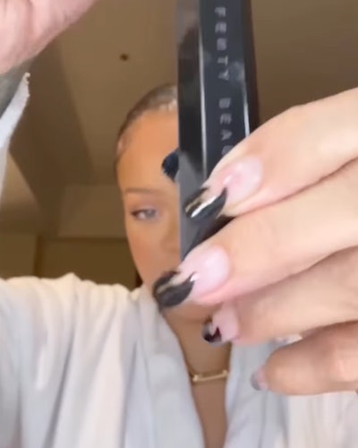 Rihanna black flame nail art