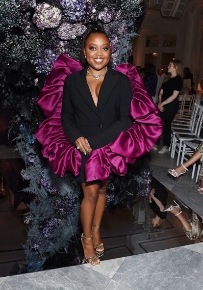 Quinta Brunson at the Christian Siriano Spring 2024 Ready To Wear Fashion Show at the Pierre Hotel o...