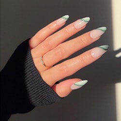 green french tip nail design 
