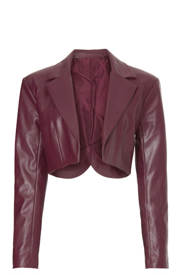 Ashley Park x RTR cropped vegan leather blazer 