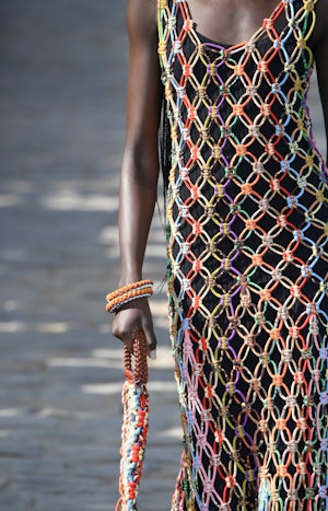 a crochet dress and bag on the Chloé Spring/Summer 2022 runway