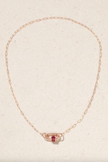 Marla Aaron Square Link 14-karat rose gold ruby necklace