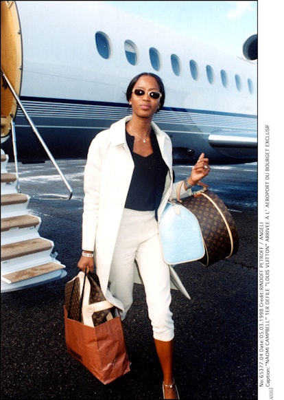 Naomi Campbell at Fashion Models Arrive At The Bourget Airport. 