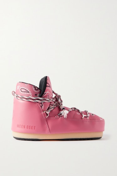 Alanui x Moon Boot pink bandana print boots