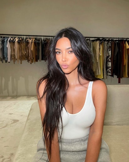Kim Kardashian posing with long hair