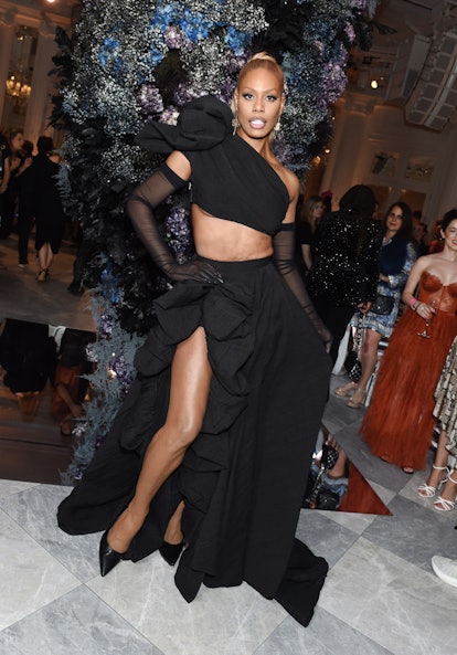 Laverne Cox at the Christian Siriano Spring 2024 Ready To Wear Fashion Show at the Pierre Hotel on S...