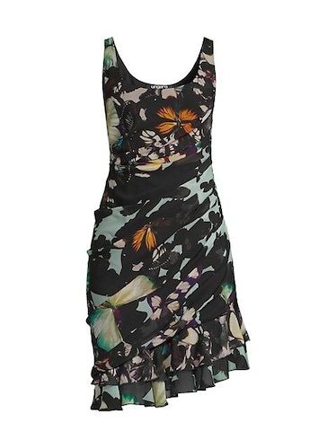 Ungaro Butterfly Print Ruched Minidress