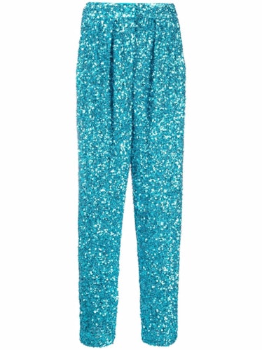 Glitter-Embellished High-Waisted Trousers