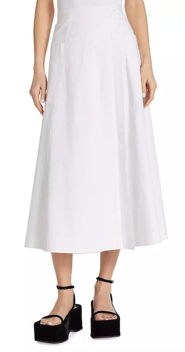 white wrap poplin skirt
