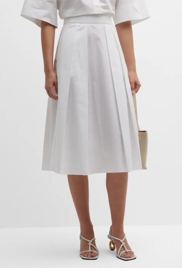 white poplin midi skirt