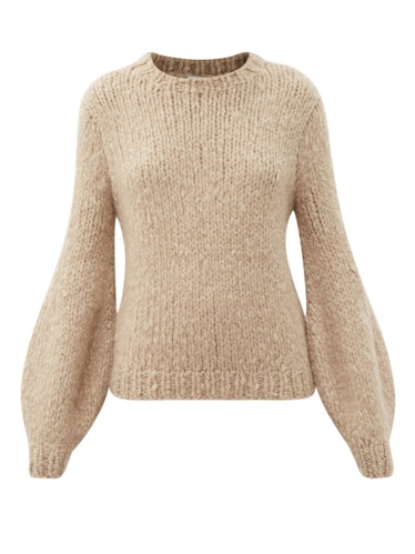 Clarissa Lantern-Sleeve Cashmere Sweater