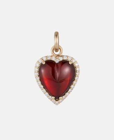 14K Gold Diamond & Garnet Alana Heart Charm