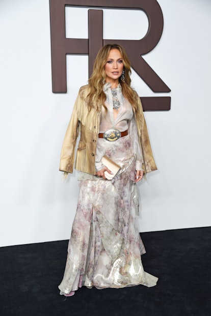 Jennifer Lopez attends the Ralph Lauren SS24 runway show during New York Fashion Week September 2023...