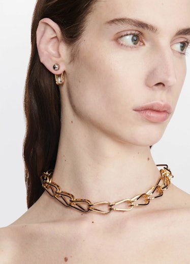 oversize gold cage necklace