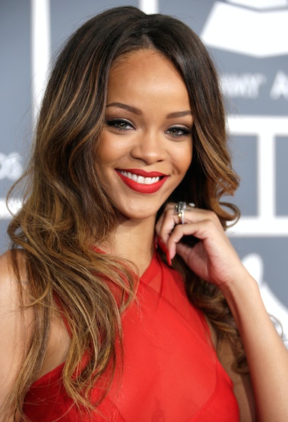Singer Rihanna attends the 55th Annual GRAMMY Awards at STAPLES Center on February 10, 2013 in Los A...