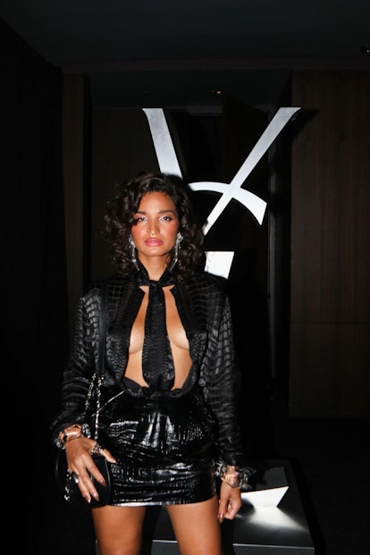 Indya Moore side-parted curls at YSL party NYFW 2023
