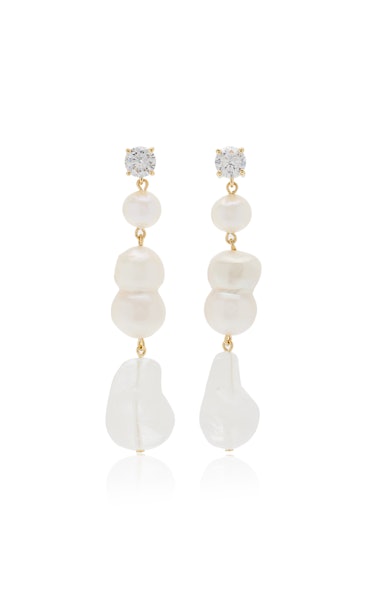 Completedworks 14K Gold-Plated Recycled Silver and Fresh Water Pearl Earrings