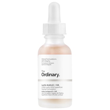 white bottle of the The Ordinary’s Lactic Acid 5% + HA Serum