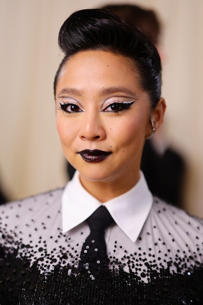 Stephanie Hsu cat-eye makeup at Met Gala 2023