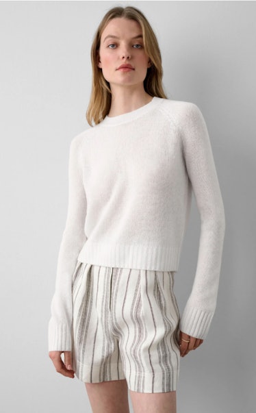 white cashmere sweater