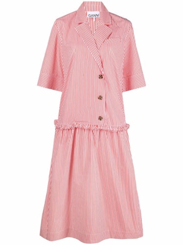 Striped Drop-Waist Midi Dress