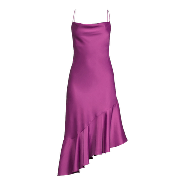 Asymmetrical Satin Ruffle Cami Dress