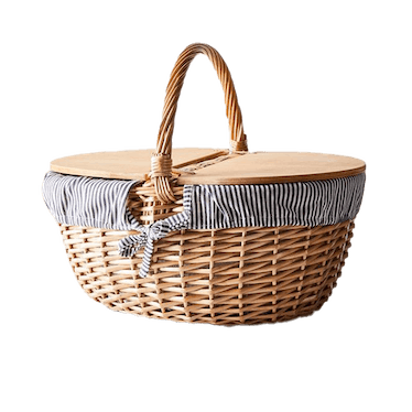 Blue & White Stripe Picnic Basket
